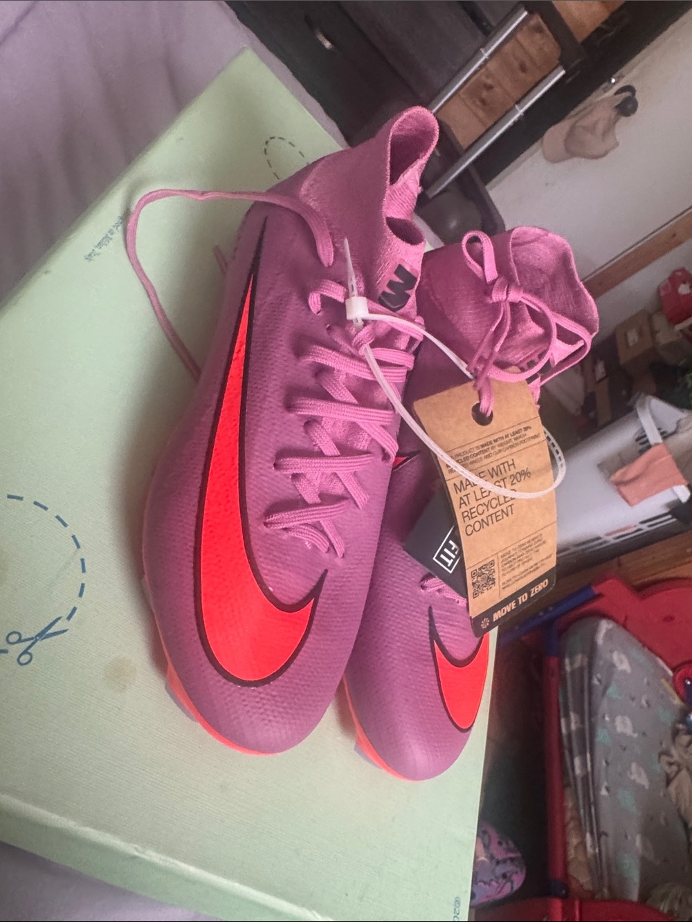 Nike Kids Pink Sneakers with Bright Red Swoosh